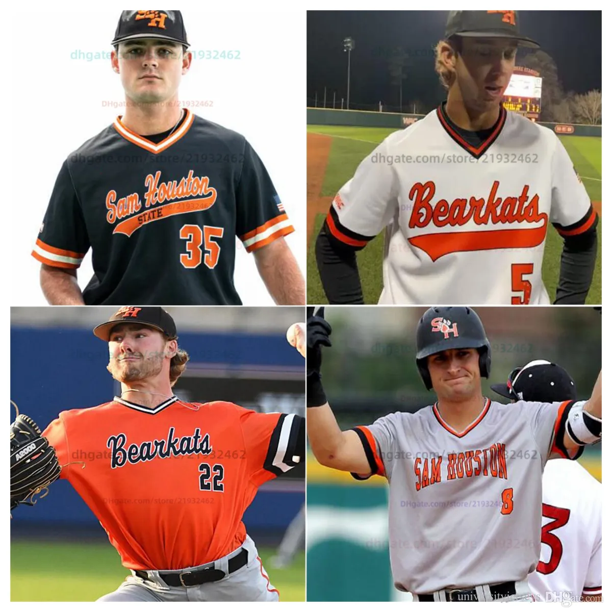 Maglia da baseball College Blake Brown sam Houston Bearkats Personalizza qualsiasi nome qualsiasi numero tutto cucito Brett Smajstrla 3 Walker Janek 4 Caleb Cotton Kenny Dutka