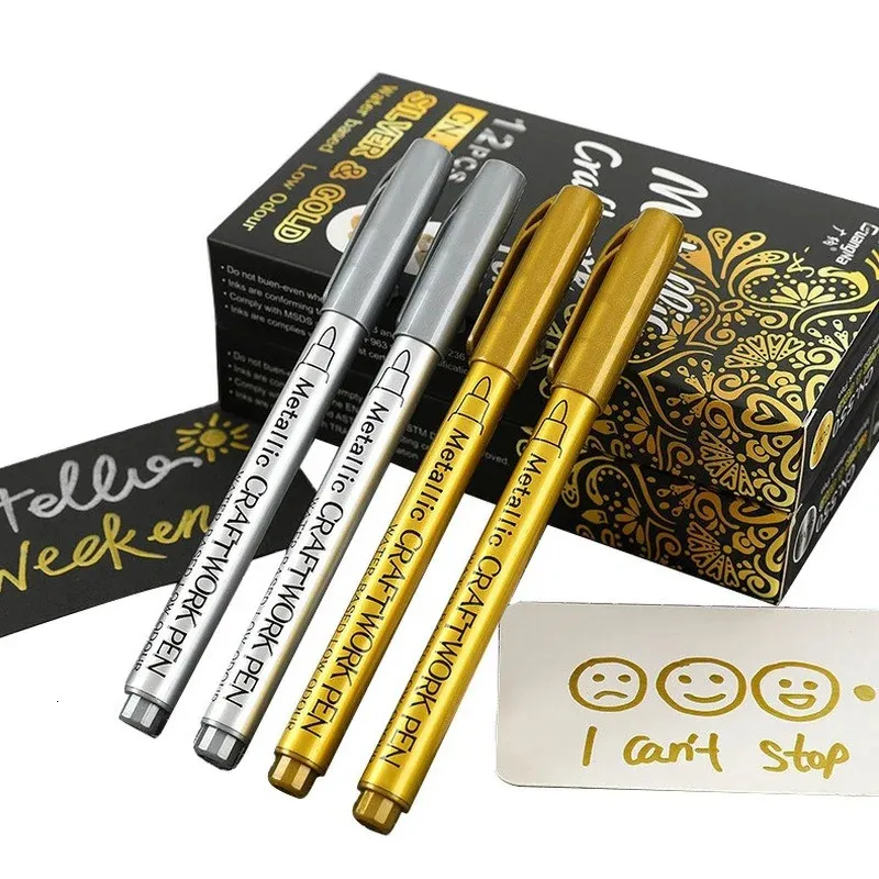 GN550 DIY Metal Pintura Permanente A Prueba De Agua Tarjeta De Felicitación Álbum Marcador Pluma Dibujo Dorado Y Plateado Suministros Para Tudiant Artanía 231220 De 6,16 € | DHgate