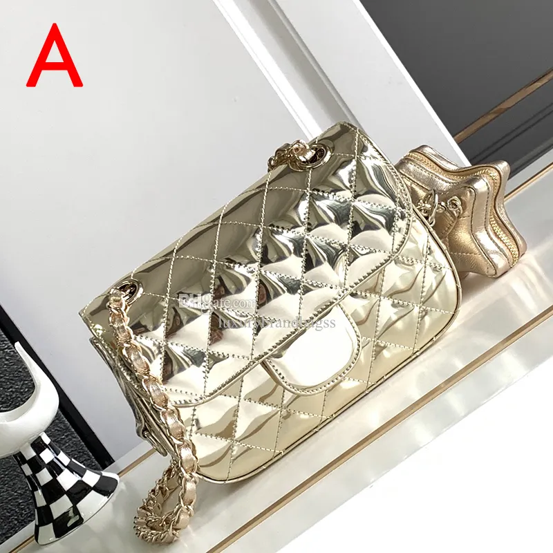 Designer Bag For Women Mini Flap Bag And Star Coin Purse Mirror Calfskin Crossbody Designer Evening Bag Gold And Silver C600 With Box