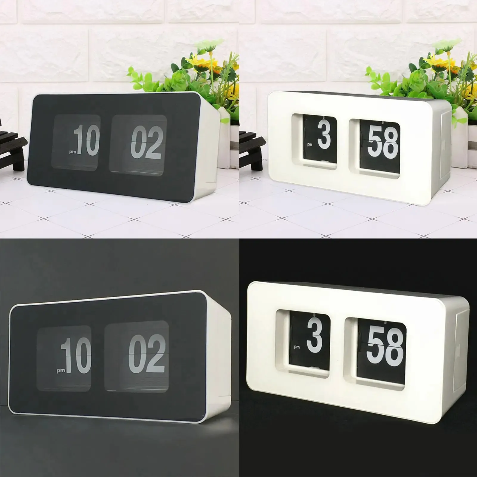 Flip Down Clock Desk Auto Digital Wall Clocks Non Ticking Silent Sweep Wall Clock Kitchrn Home Office Living Room Decor 231220