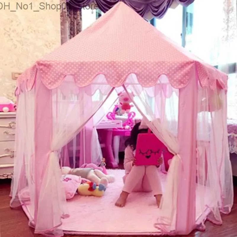 Torda de brinquedos crianças jardim cabana princesa rosa castelo tecido tendas lodge meninos meninos ao ar livre play lodge lodge lodge infantil piscina de piscina q231220