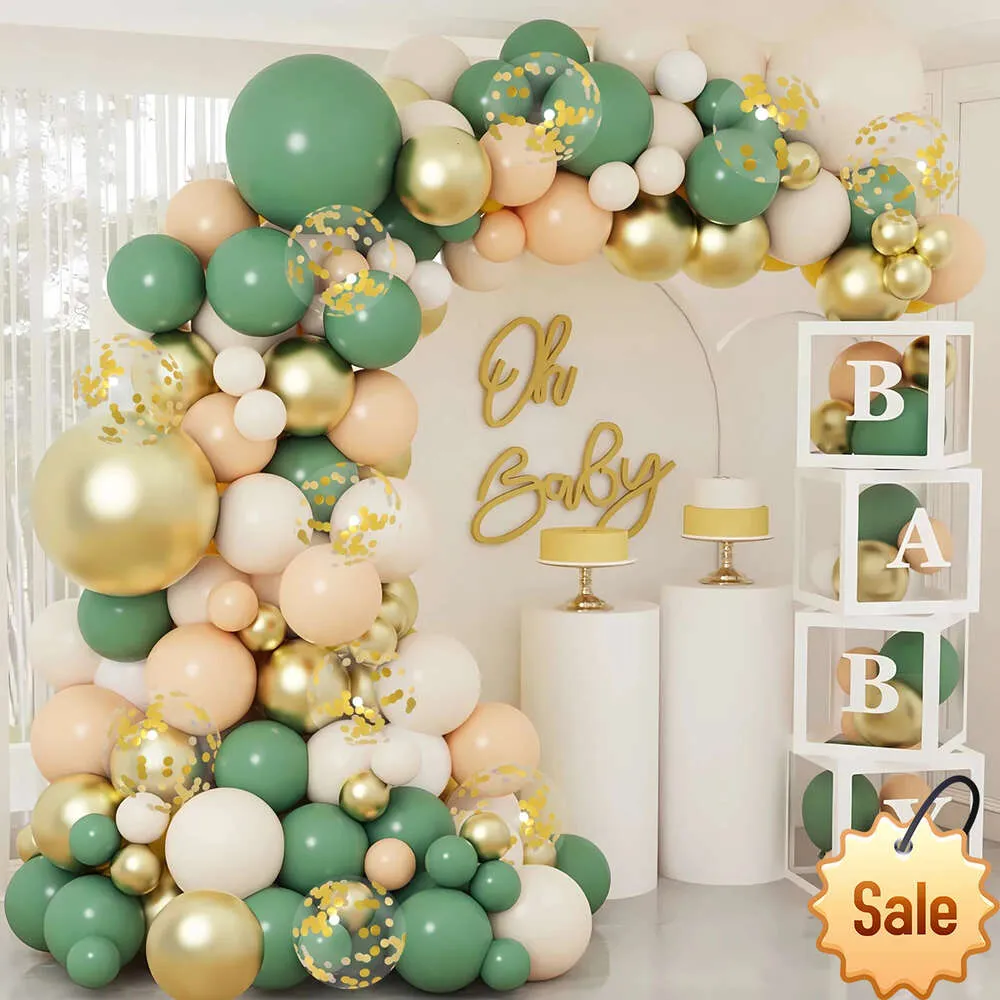 Kit arco ghirlanda di palloncini verdi Decorazioni per palloncini nuziali Decorazioni per feste di compleanno Bambini Jungle Safari Party Balloon Baby Sho Bomboniere per feste