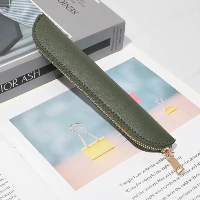 Slim Pen Pencil Pouch Small Fountain PU Leather Holder Vintage Stationery Bag Luxury Case