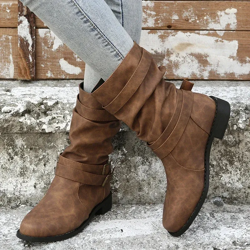 Botas Mujer Botines Elegante Otoño Invierno Tacones bajos Señoras Botines cortos Botas de mujer Calzado Botas Mujer Comforty Plus Tamaño 43 231219