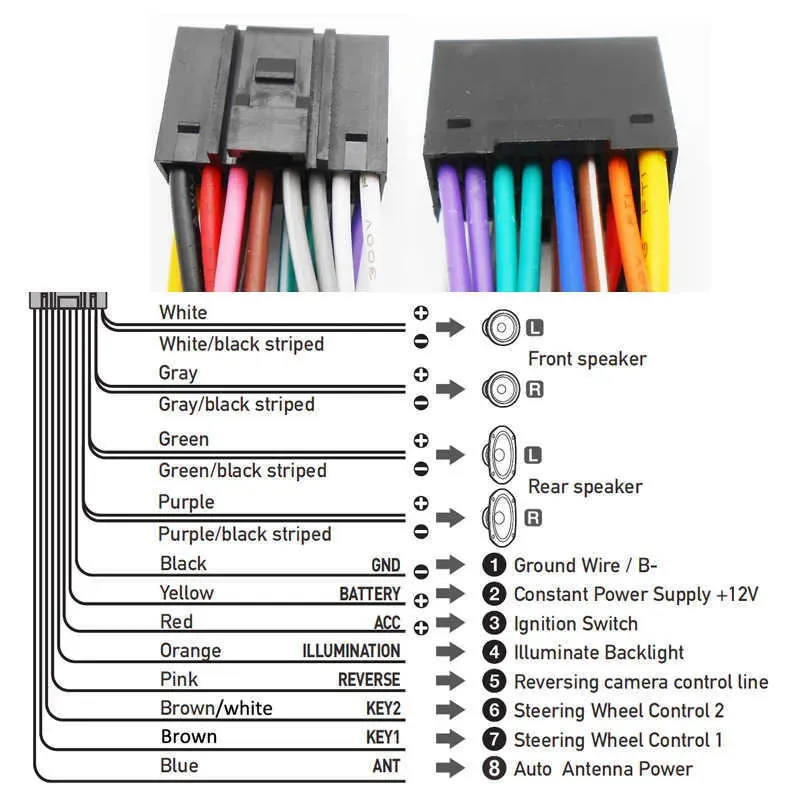 16 Pin to ISO Cable Adapter 16P Plug Connector Wiring Harness Universal Accessory Wire For 2 Din Radio Car Android Head Unit