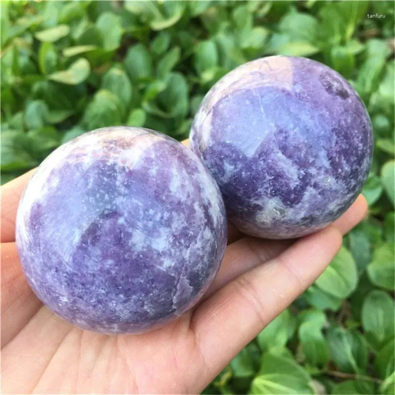 Figurines décoratives en Quartz naturel violet, 1 pièce, boule de sphère de lépidolite, pierres de guérison pour la décoration de la maison