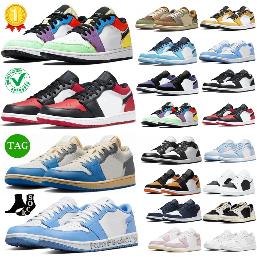 Jumpman 1 Jordens 1s Low Travis Scoots OG Uomo Donna Scarpe da basket Fragment Designer University Blu Unc Nero Rosso Ombra Luce Smoky Grey Mesh Mens Sneaker Taglia 13