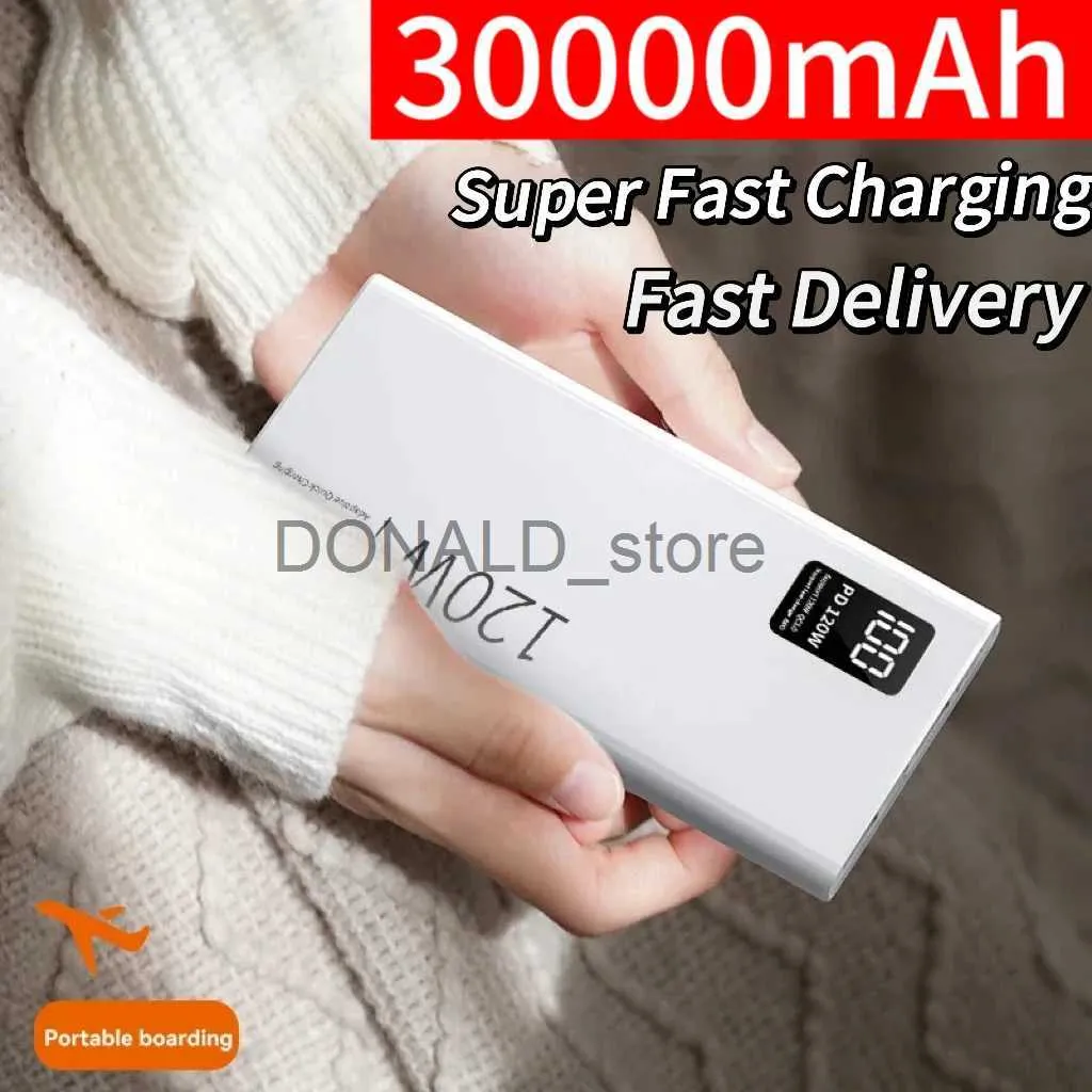 Cell Phone Power Banks 120w Super Fast Charging 30000 Mah Power Bank Large Battery Capacity For Mobile Power Supply For Various Mobile Phones J1220