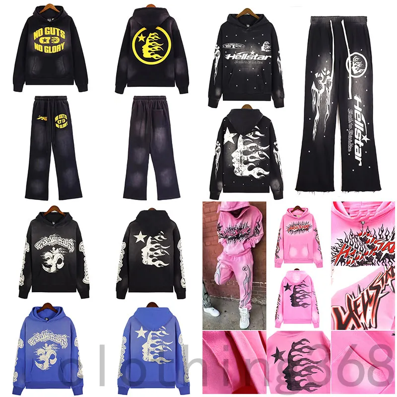 hommes sweat à capuche designer hellstar trapstars survêtement sweat à capuche rose pantalon à capuche hip hop vintage street graffiti sweats à capuche quatre saisons survêtement à capuche costume cool éblouissant