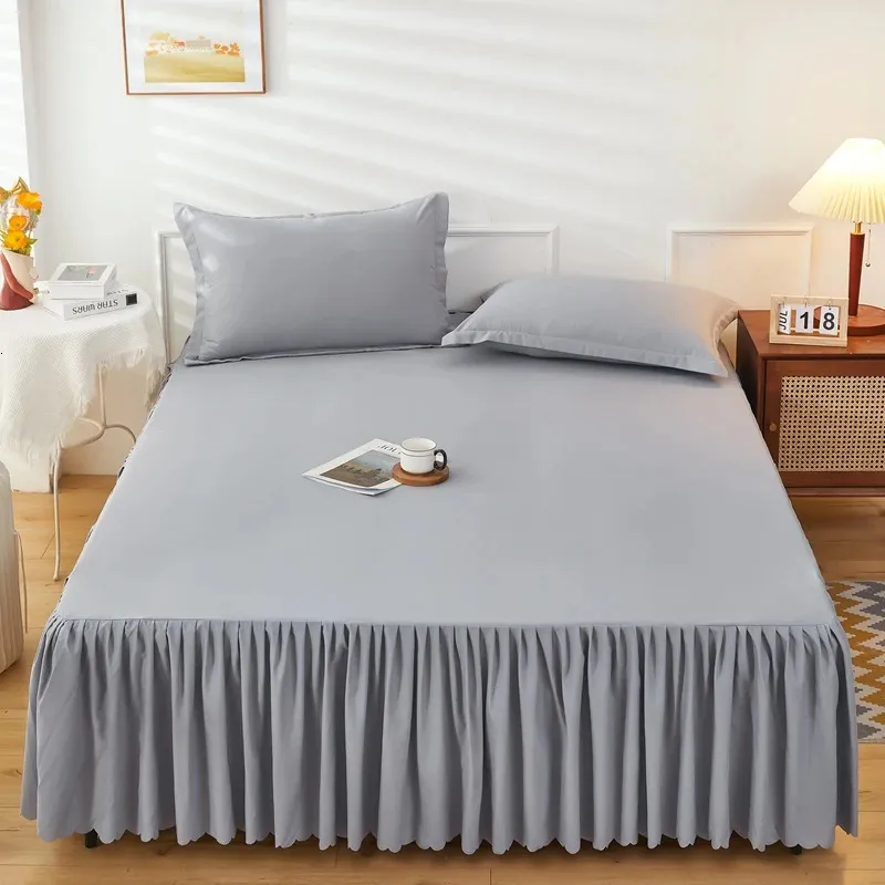 Bedspread Bed Skirts Princess Style Bedspread Cover with Skirt US Euro Bed Linen Smooth Twin Full Queen King Size Bed Sheet 231219