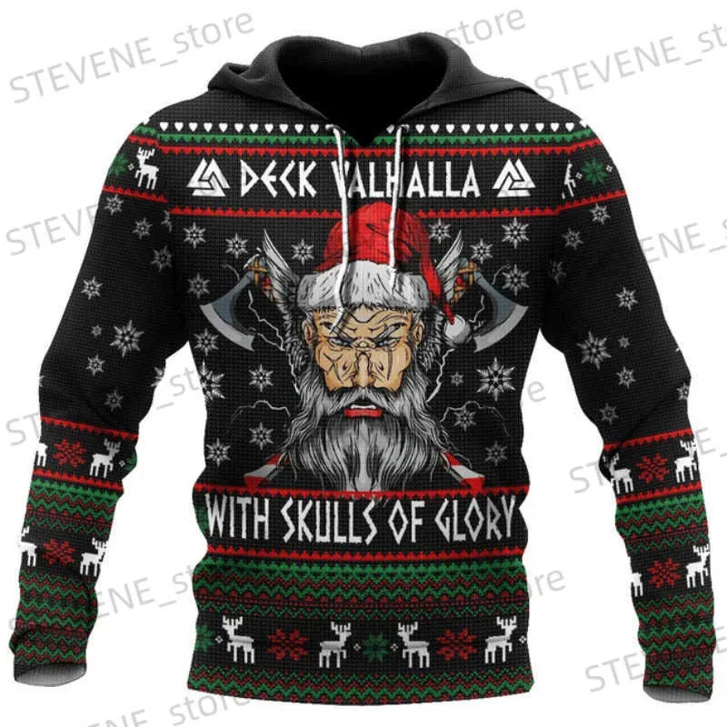 Herren Hoodies Sweatshirts Neujahr und Weihnachten Herren Kapuzenpullover Krieger Mythologie Druck Unisex Punk-Stil Freizeitjacken y2k Hoodie Mantel T231220