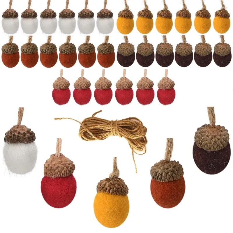 Decorative Flowers Felt Acorn Ornaments Pine Cone Oak DIY Pendant Crafts Decorations 30PCS Simulation Hanging For Gifts Christmas Tower