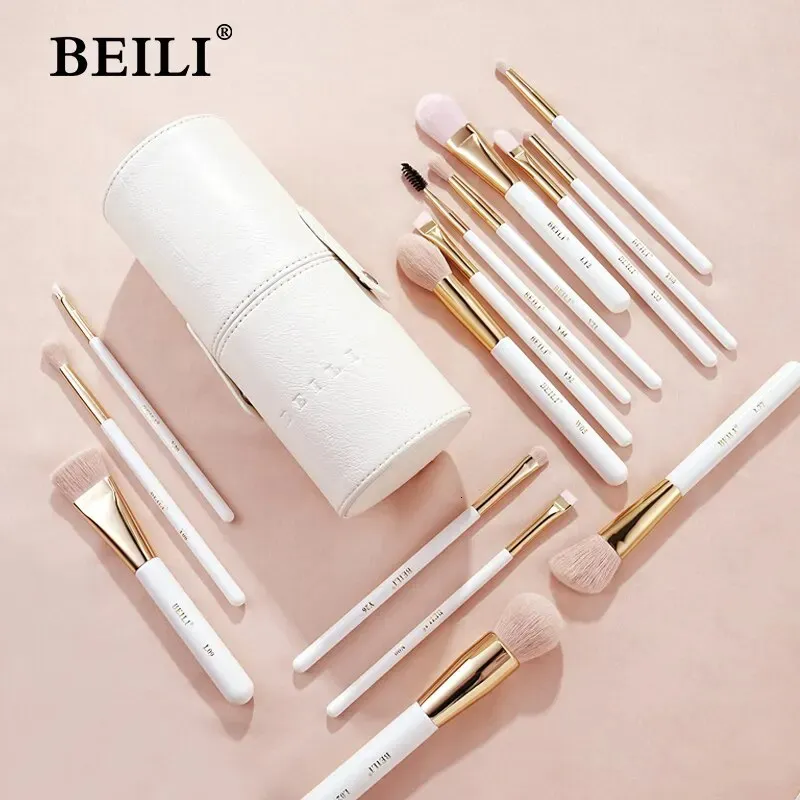 Beili 15st Makeup Brushes With Storage Bucket Premium Professional Foundation Eyeshadow Eyeliner Eyelash Blending Brush Set 231220