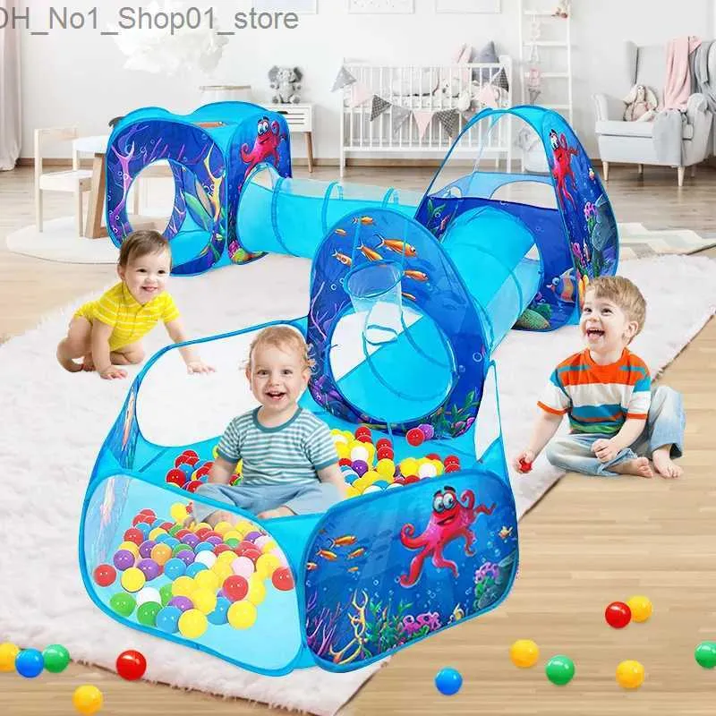 Zabawne namioty 5 w 1 Play Tent Baby Toys Bull Bull For Dzieci Kulki oceaniczne Basen Składany dzieci Play Tent Playpen Tunnel Play House Q231220