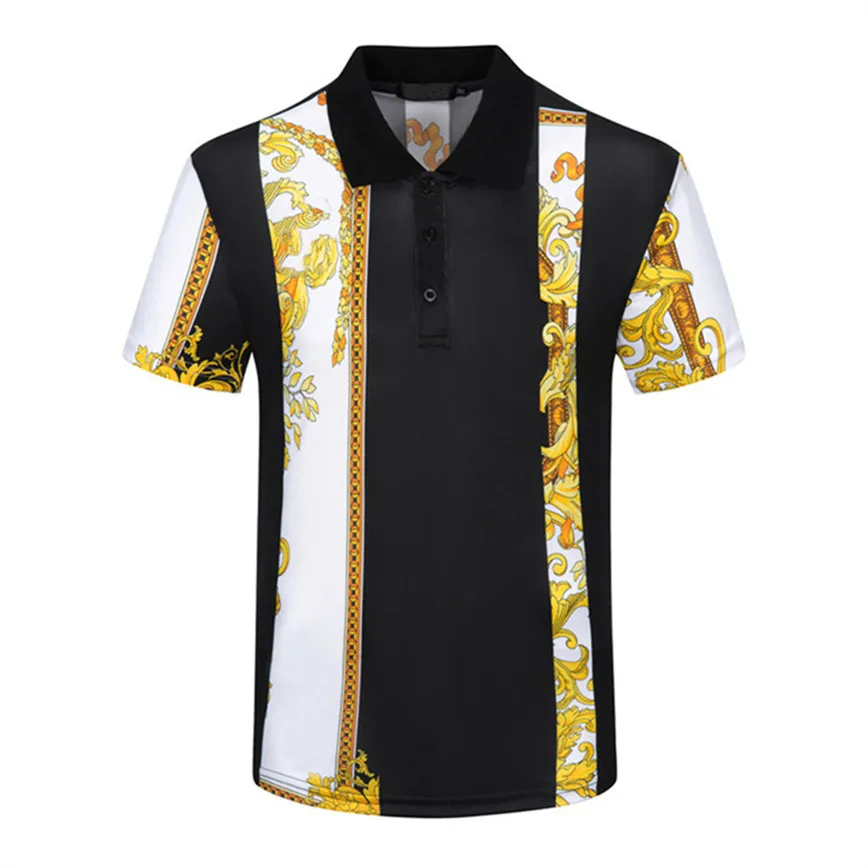 ファッションデザイナーメンズTシャツ夏半袖ポロヨーロッパアメリカン3D印刷Tシャツ男性女性カップル高品質のカジュアルカジュアルラペル半袖M-3XL