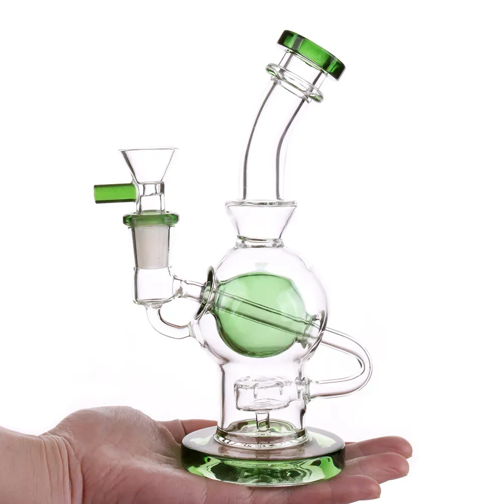 Wholesale 7'' Seed Of Life Ball Rig Glass Bong 14.5mm Female joint Water Pipes Dab Rig 5MM Thick with Glass Bowlfree shipping