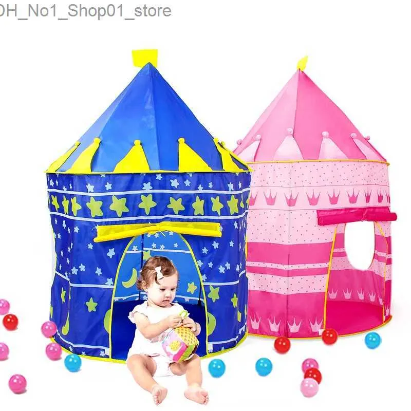 Toy Tents Newest Play Tent Portable Foldable Tipi Prince Folding Tent Children Boy Castle Cubby Play House Kids Gifts Outdoor Toy Tents Q231220