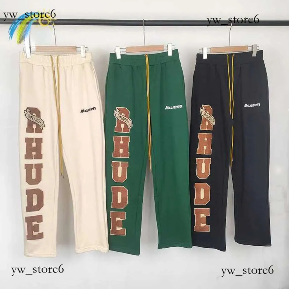 Black Green Apricot Pants Sweatpants Men Women Loose Towel Embroidered Rhude Casual Pants Jogger Rhude Multi Pocket Trousers 1275