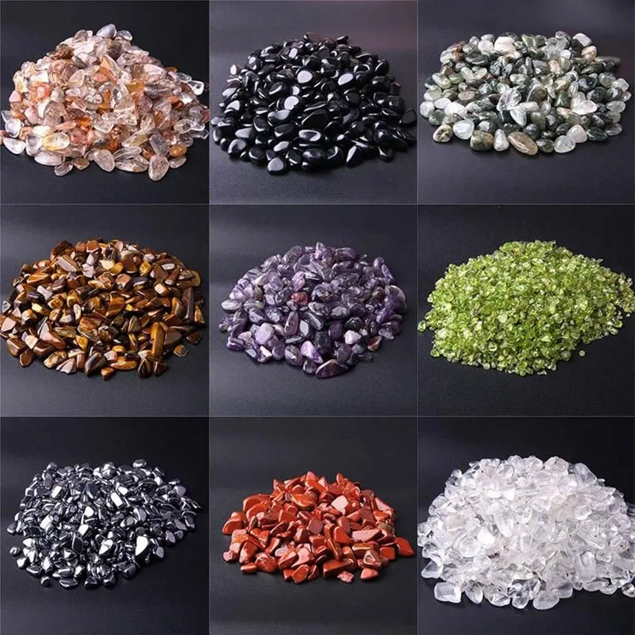 Andere ungebohrte 20g 50g 100g gemischte unregelmäßige natürliche Quarzkristall-Kies-Chip-Stein-Tumbled-Edelstein für DIY-Haus-Fisch-Dekor2173