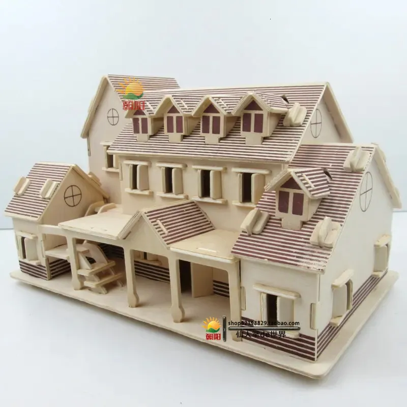 3D -pussel barn Diy Puzzle Toy House Jigsaw Sailing Boat Kids Present Games Assemble Wood Building Ferry Model Wood Toys Ship 231219