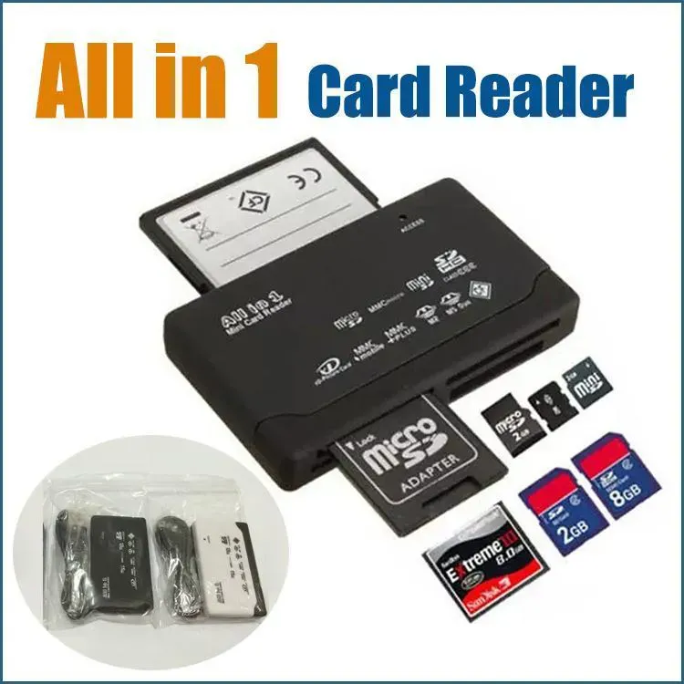 All-in-1 Portable All In One Mini Card Reader Multi In 1 USB 2.0 Memory Card Reader DHL Factory Direct