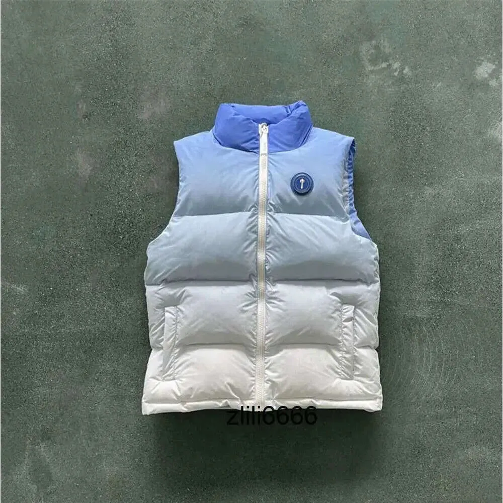 classic Men Trapstar Jacket Irongate Badge Gilte-ice Blue Embroidered Lettering Zip Closure Vest Women Coat Minority Simplicity 88ss 2023