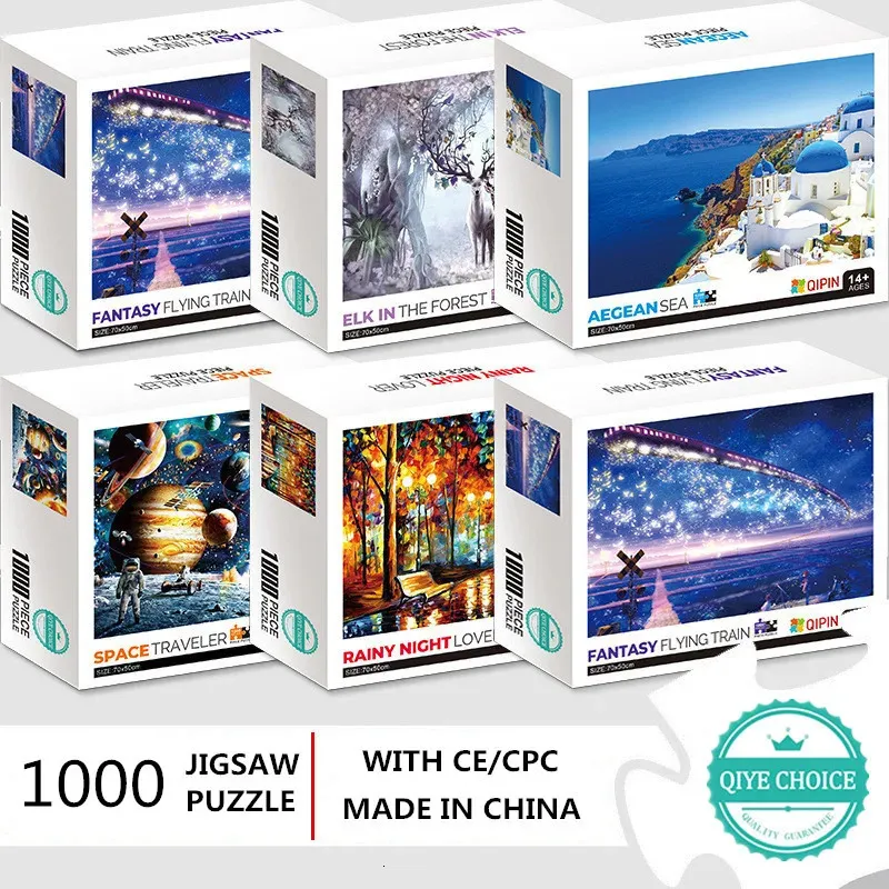 Rompecabezas 3D de alta calidad 1000 piezas Jigsaw de papel para adultos Imagen famosa The Starry Night Space Viajero Diy Juego de juego Juego 231219