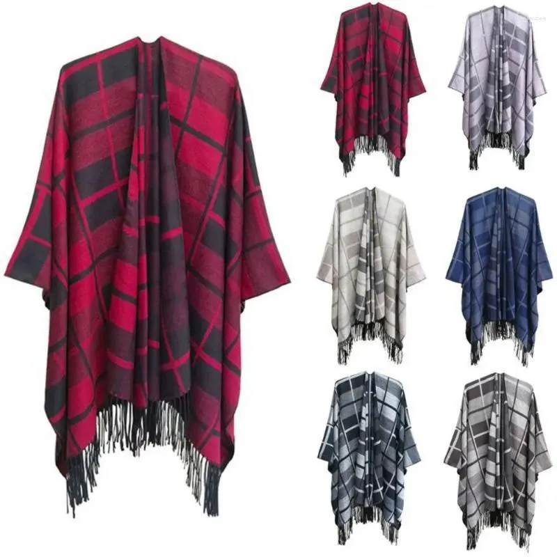 Scarves Double-sided Fleece Shawl Wedding Party Thicken Ethnic Style Cashmere Cape Winter Warm Cloak Cardigan