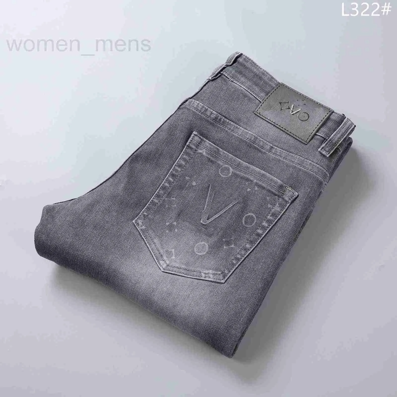 Herenjeans ontwerper 2023 Heren dames broek reliëf letters denim jeans Rits zomen zak Lente zomer Casual broek grijs 29-42 BSQA