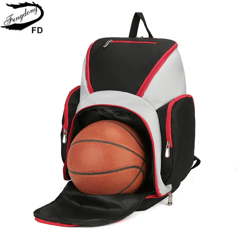 Fengdong football backpack carry bag for basketballs fashion waterproof lightweight sport backpack men large capacity school bag 231220