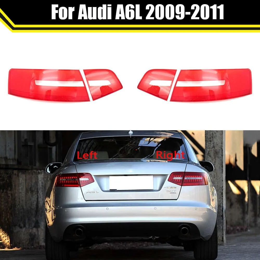 För Audi A6L 2009 2010 2011 Bil Taillight Brome Lights Byt ut Auto Bakskal Cover Mask Lampshade