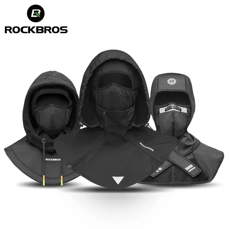 Rockbros Hurtowa zimowa maska ​​twarzowa maska ​​maska ​​BALACLAVA ciepłe wiatrakowe maskę narciarską polar podwójna warstwowa maska ​​motocyklowa 231220