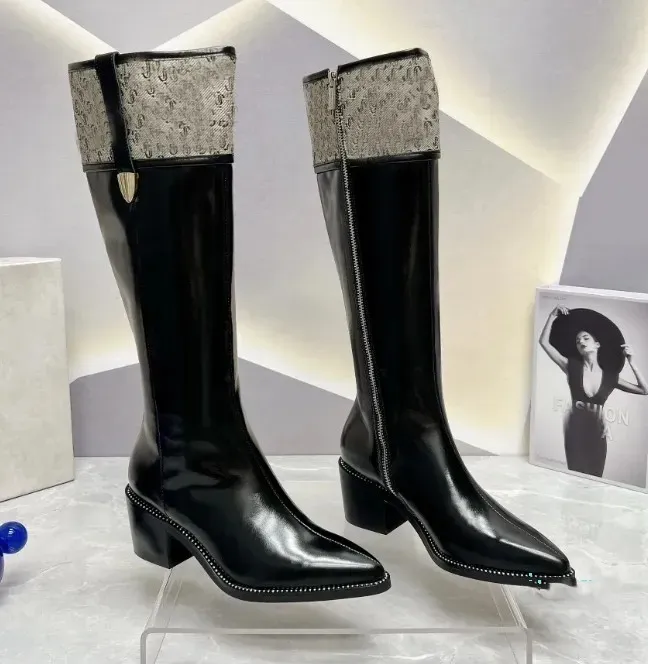 Bottines occidentales en daim et cuir de veau pour femmes, bottines à talons épais, à la mode, robe de luxe, bottes de soirée