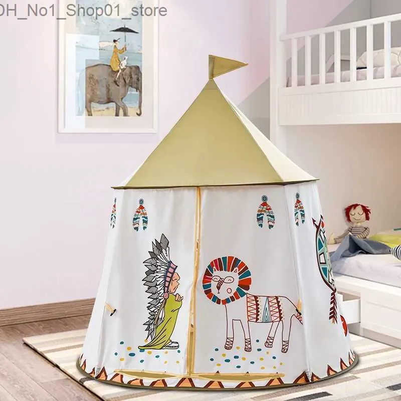 Leksakstält Kid Teepee Tälthus 123*116 cm Portable Princess Castle Present för barn Barn Spela leksakstält Födelsedag Julgåva Q231220