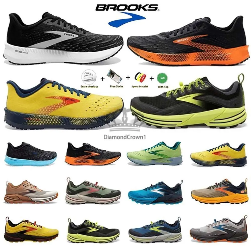 Brooks Chaussures de course de haute qualitéCascadia 16 Chaussures de course pour hommes Hyperion Tempo Triple Noir Blanc Gris Jaune Orange Mesh Baskets de mode en plein air Hommes Sports