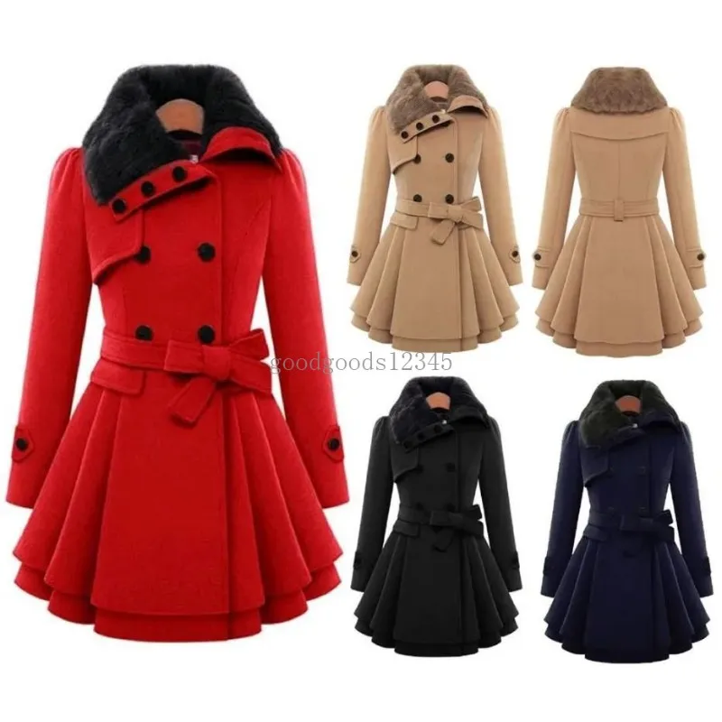 Frauen Wolle Frauen Mode Dicke Warme Woolen Mantel Windjacke Outwear Lange Hülse Knopf Verschluss Weibliche Jacke