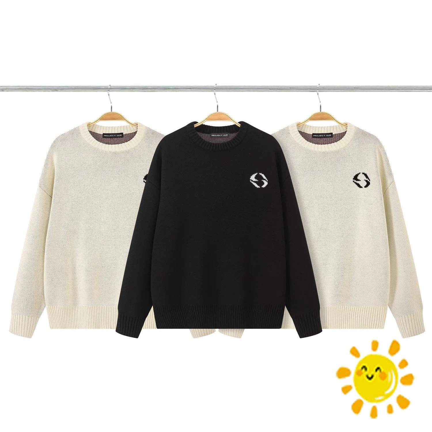 24ss Streetwear Abricot Black Pull pour hommes Femmes 1 Qualité Sweats-shirts en tricot surdimensionnés