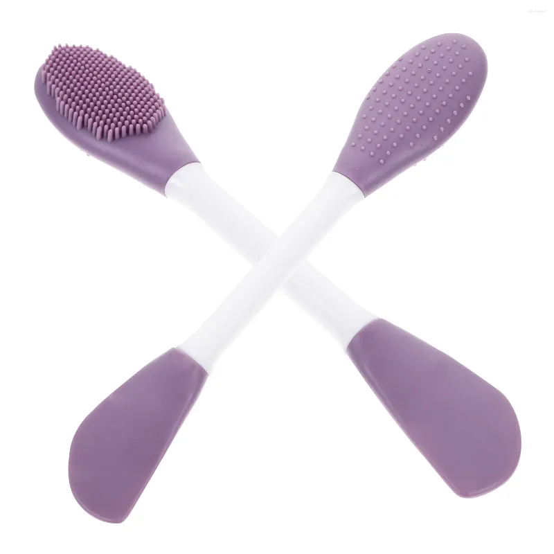 Pinceaux de maquillage 2 pièces pour femmes, masque de boue, outils multifonctions de beauté du visage, Gel de silice, applicateur Miss en Silicone à Double extrémité