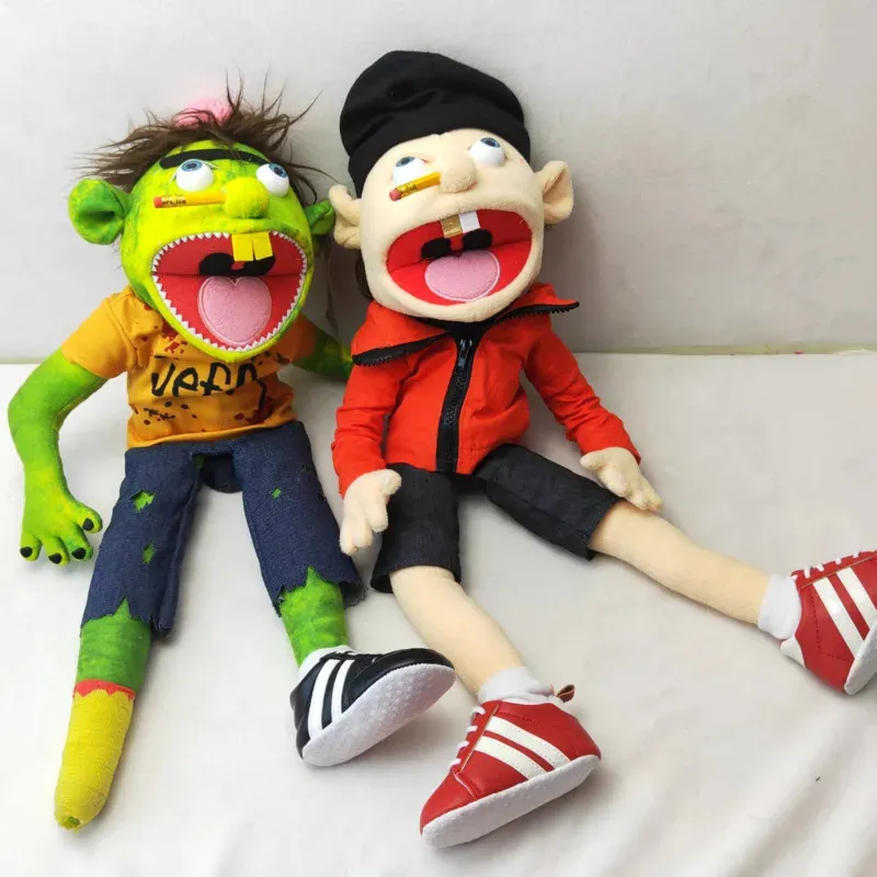 Set di 2 pezzi 3 pezzi Jeffy burattino a mano peluche bambola giocattolo farcito malizioso divertente dito Muppet cantante rapper Coby regalo di compleanno festa 231220