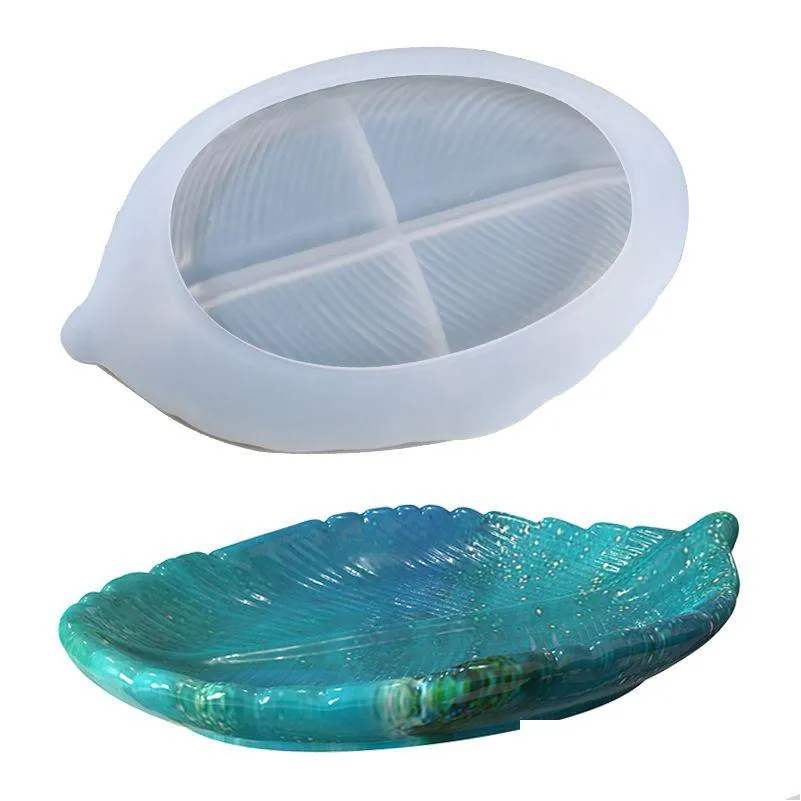 Mögel Trädblad Form Tray Crystal Epoxy Harts Mögel Fruktsmycken förvaring Sile Mod Serverande Dish Drop Delivery Jewelr Dhgarden DH3KD