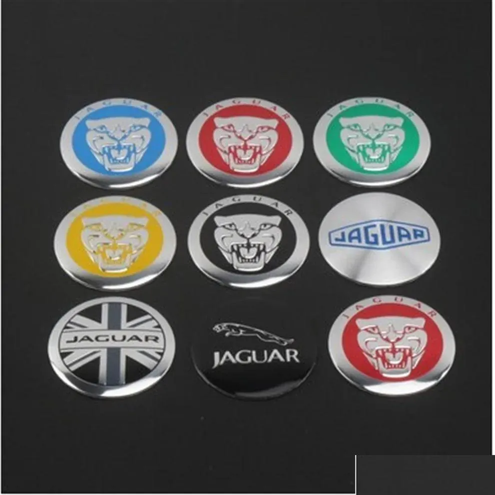 Acessórios Outros acessórios de interiores 4pcs Conjuntos 56 5mm R Racing Logo Stickers Car Wheel Centro Centro Caps Adesivo para Jaguar XF XJ XJS XK Stype