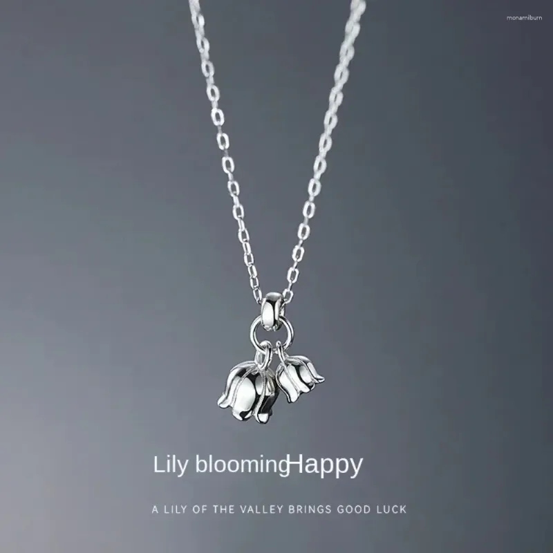 Chaînes S999 Colliers en argent pour femmes élégantes de haute qualité Original K Chaîne en or Lily de la vallée Pendentif Accessoires Bijoux de luxe