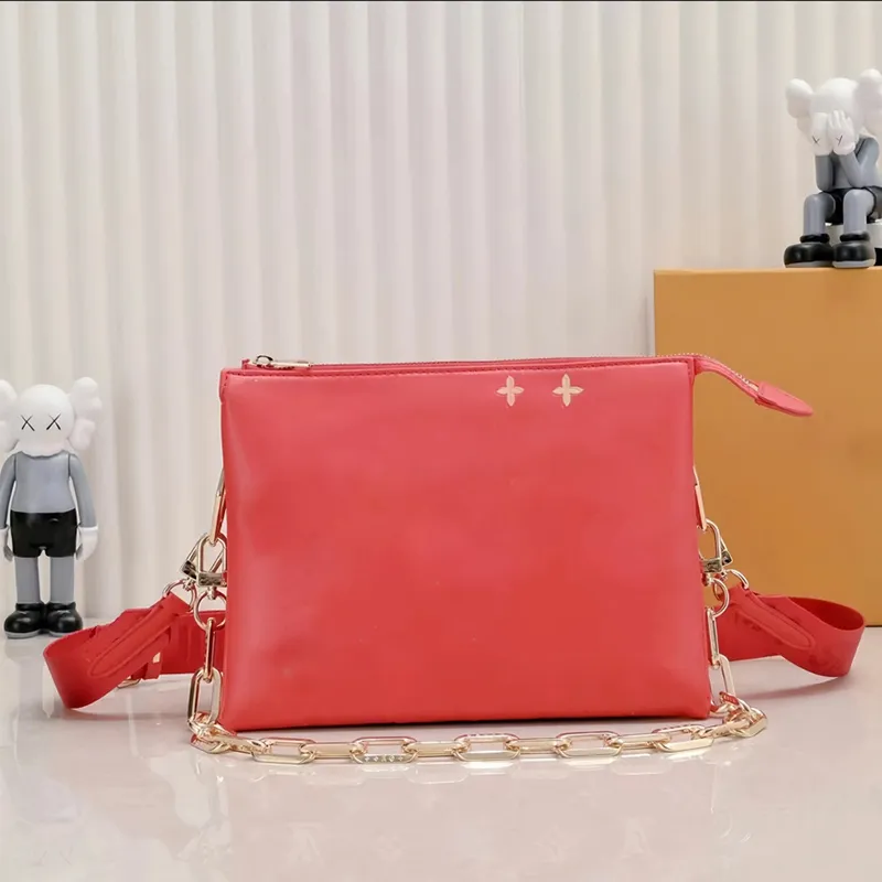 26 cm Heiße Crossbody-Taschen Umhängetaschen Designer geprägte Lederblumenketten hochwertiger Einkaufstasche Marke Handtasche Doppel Reißverschluss M213A53