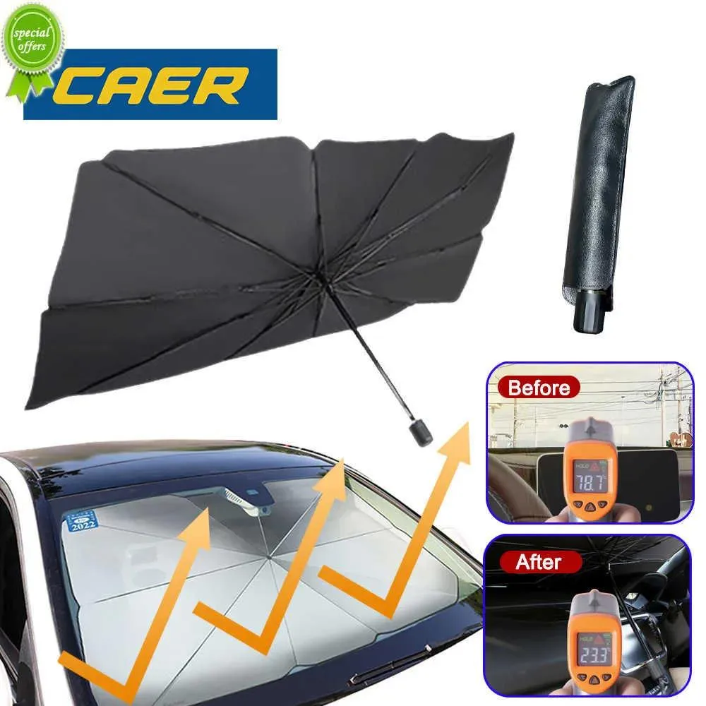 Tillbehör Fällbar bil Vindrutesolskugga Paraply UV -skydd Värmeisolering Parasol Auto Front Window Cover Interior Protector