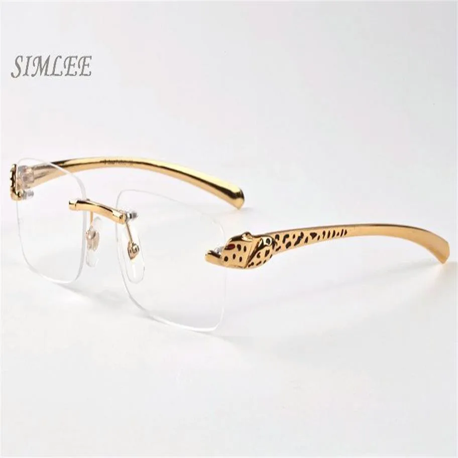 2018 Vintage-Designer-Sonnenbrille für Männer und Frauen, randlose Büffelhorn-Brille, goldene Leopardenrahmen, günstige Sonnenbrille für Damen, Brillen 252s