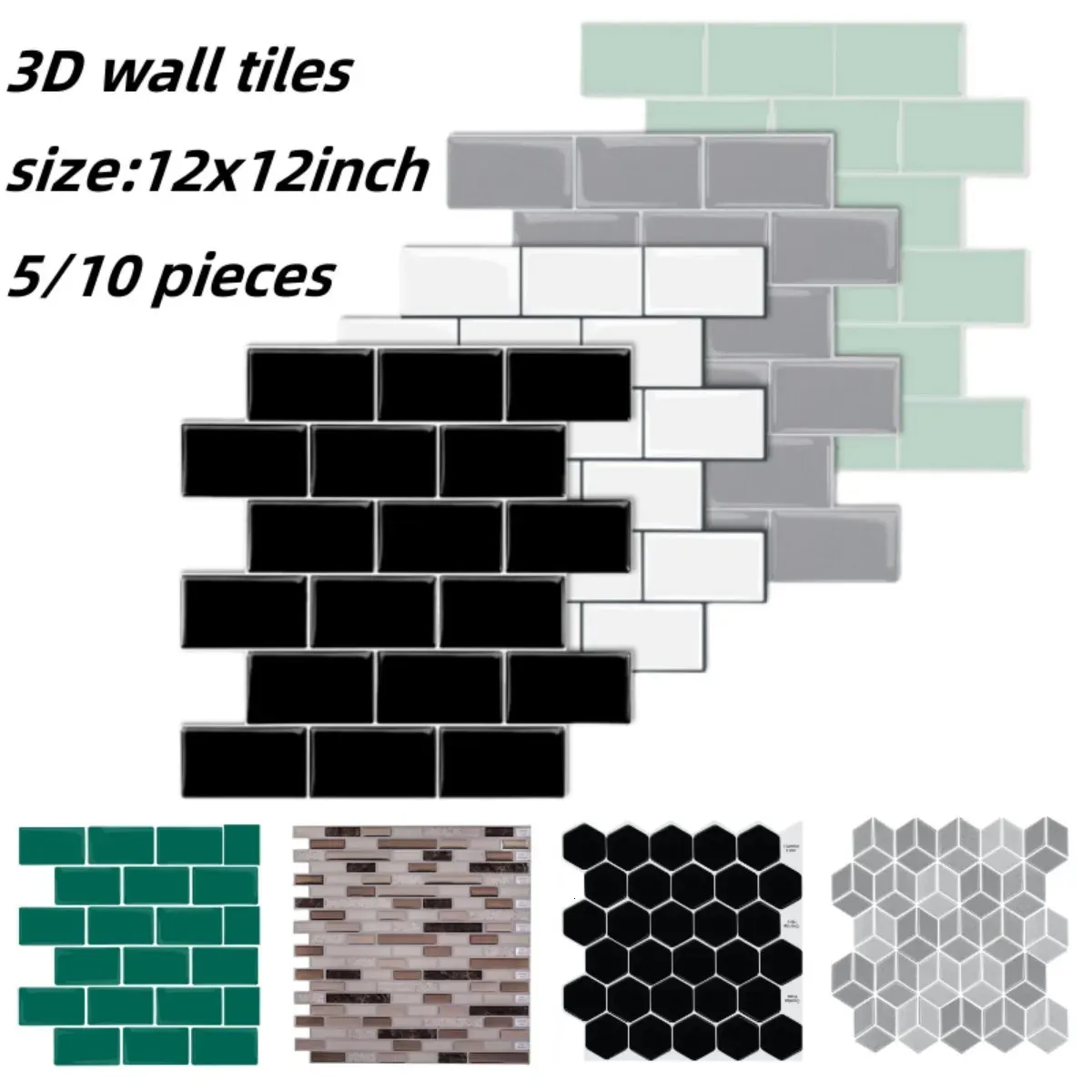 3D Peel and Stick White Wall Tile Adesivo Papel de parede Backsplash de adesivos de cozinha StickWall 231220