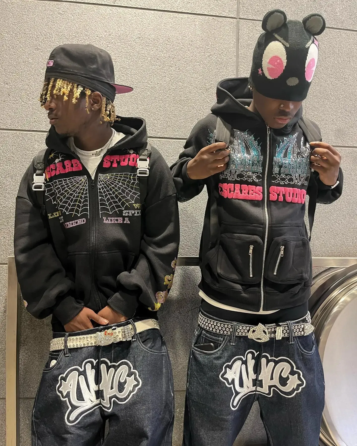 Black Pants Black Cap Mens Fashion Baggy Jeans Hip Hop