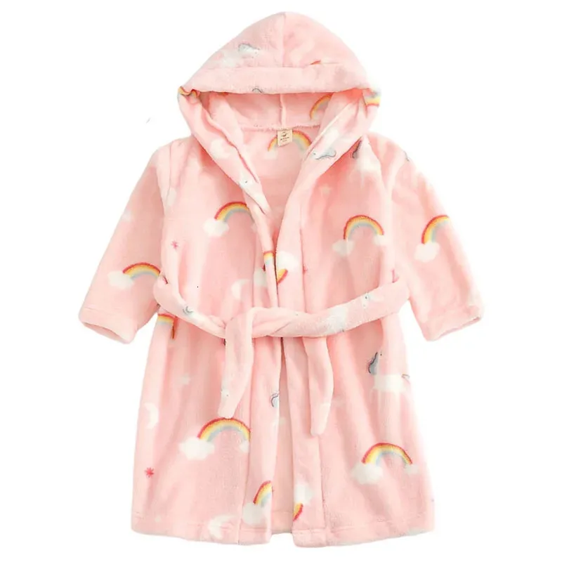 Baby Boys Girls Bathrobe Cartoon Hooded Kids Sleepwear Robes Autumn Winter Warm Casual Children's Pyjama Långärmning Kid Robes 231221