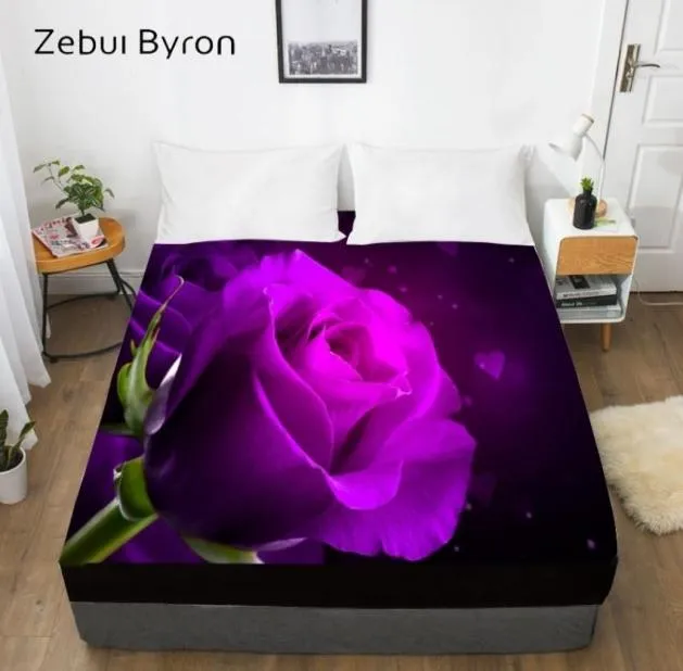 Drap de lit personnalisé 3D avec drap-housse élastique, QueenKingRose, housse de matelas à fleurs, 200150160, 180x200, livraison directe, 2011138359394