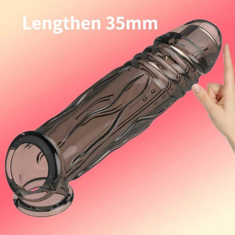 Massagers Adult Massager Sexy Toys Penis Ring e Enlargement Sleeve for Men Reusable Cock Extender Ejaculation Delay